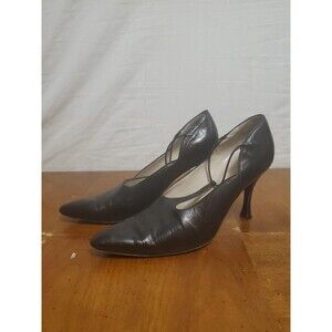 Giorgio Armani Black Leather T Strap Pumps Heels EU 39.5/ US 9 Elegant Vintage